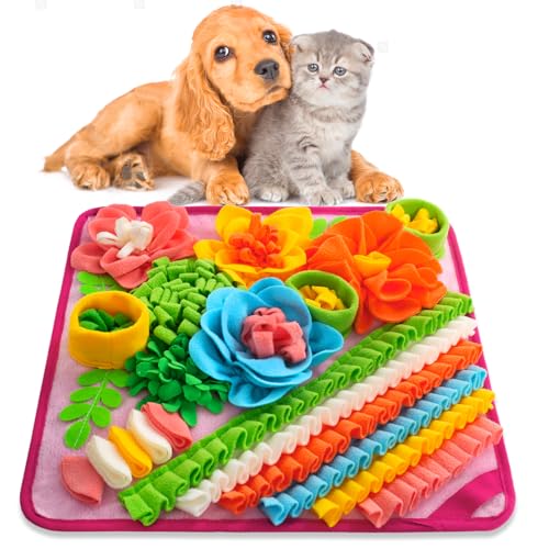 Oliumt Schnüffelmatte für Hunde, Schnüffelmatte, langsame Fütterungsmatte für kleine Haustiere, Katzen, Kaninchen, hilft Stressabbau und Training, stimulieren Sie die Futtersuche Ihres Haustiers (Rosa von Oliumt