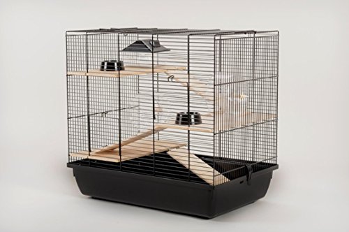 Ollesch Hamsterkäfig Mäusekäfig Nagerkäfig 59 x 38 x 55 cm schwarz mit Zubehör von Ollesch