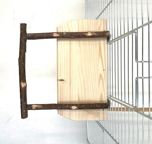 Ollesch - Janni Anflugsitzstange für Vogelheime | 24,5x12/20cm | Vogelsitzbrett | Ideal für den Anflug bei Vogelkäfigen | Fichte und Haselnussholz von Ollesch