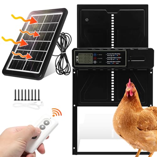 Ollewiellan Hühnerklappe Automatisch Solar - Wasserdicht LCD Display - Elektrische Automatische hühnerklappe mit Fernbedienung, Timer & Intelligenter Einklemmschutz, Schwarz Ollewiellan Hühnerklappe Automatisch Solar - Wasserdicht LCD Display - Elektrische Automatische hühnerklappe mit Fernbedienung, Timer & Intelligenter Einklemmschutz, Schwarz von Ollewiellan