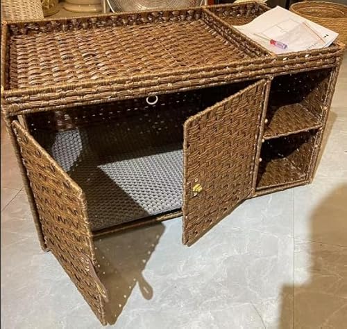 Katzentoilette Gehege Möbel Handgewebtes Rattan Versteckte Katzentoilette Braun Katzentoilette Gehege Möbel Handgewebtes Rattan Versteckte Katzentoilette Braun von Ollieroo
