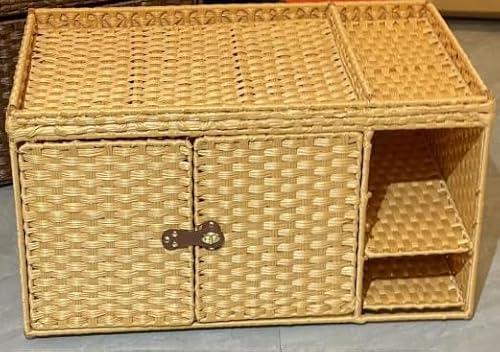 Katzentoilette Gehege Möbel Handgewebtes Rattan Versteckte Katzentoilette Gelb von Ollieroo