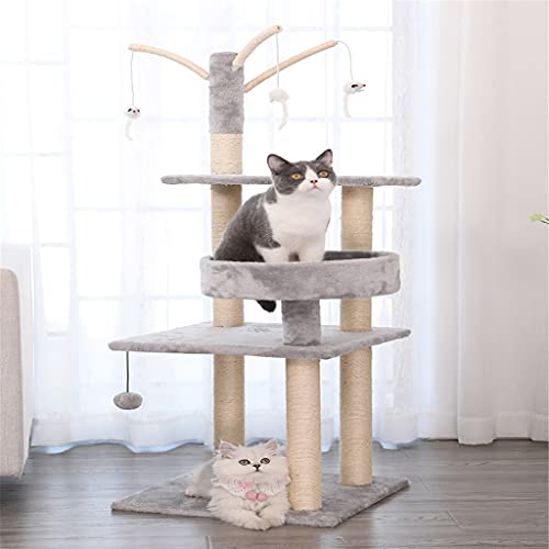 Haustier Katzen Baum Katzen Kratzspielzeug Scratcher Mehrstufige Haustierbetten Katzenmöbel mit hängendem Mausballspielzeug von OmEkwA
