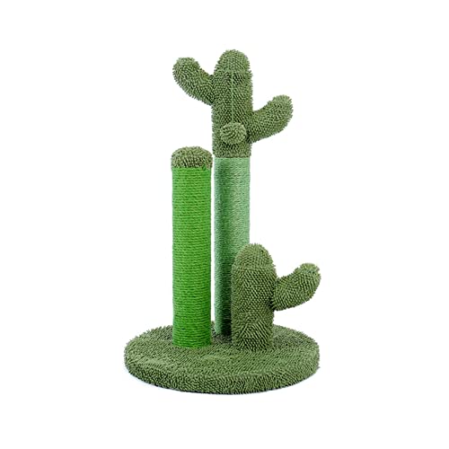 Kaktus-Katzenkratzbaum mit Sisalseil, Katzenkratzbaum, Kaktus, Junge und Erwachsene Katzen, Katzen-Klettergerüst, Spielzeug (A 43 x 43 x 69 cm) von OmEkwA