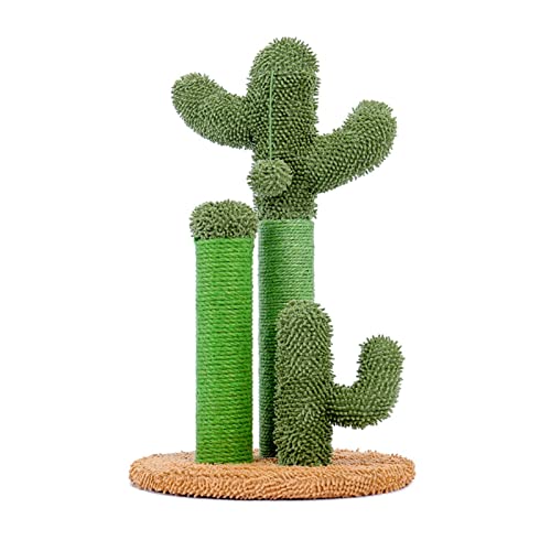 Kaktus-Katzenkratzbaum mit Sisalseil, Katzenkratzbaum, Kaktus, Junge und Erwachsene Katzen, Katzen-Klettergerüst, Spielzeug (Argento 33,5 x 33,5 x 57 cm) von OmEkwA