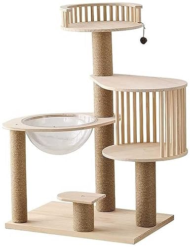 Katzenbaum, Katzenturm, mehrstöckiges Katzenhaus mit Kratzbäumen, Katzenklettergerüst mit Kätzchenspielzeug von OmEkwA