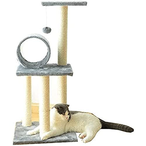 Katzenbaum, Katzenturm, mehrstöckiges Katzenhaus mit Kratzbäumen, Katzenklettergerüst mit Kätzchenspielzeug von OmEkwA