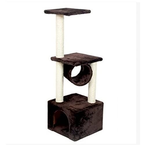 Katzenbaum-Spielzeug, mehrschichtig, mit Hängematte, Katzenhausmöbel, Kratzbäume aus massivem Holz, Katzen-Kletterbaum für Katzen (Kaffee) von OmEkwA