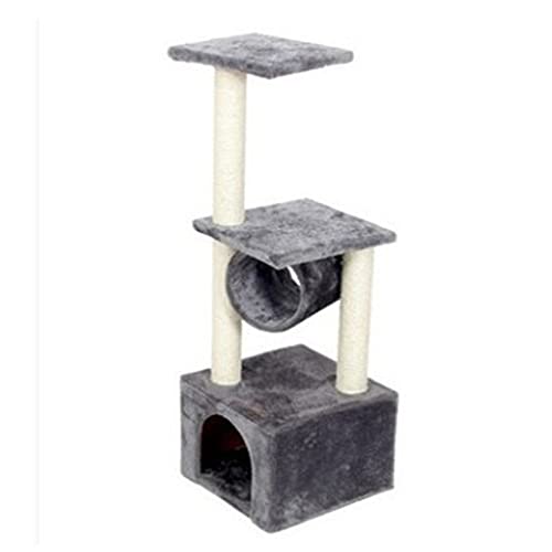 Katzenbaum-Spielzeug, mehrschichtig, mit Hängematte, Katzenhausmöbel, Kratzbäume aus massivem Holz, Katzen-Kletterbaum für Katzen (grau) von OmEkwA