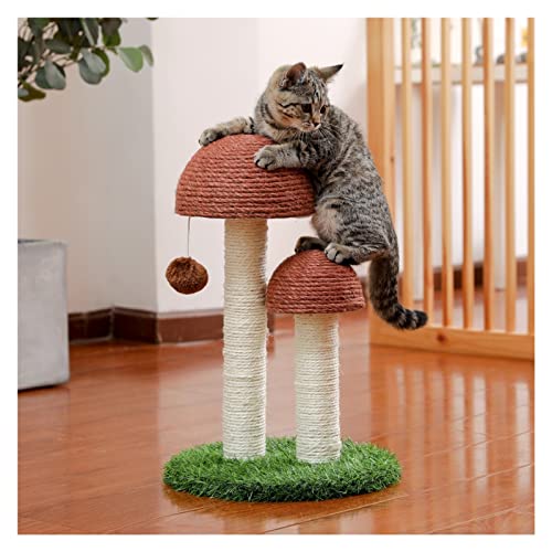 Katzenkratzer, Pilz, lustiges Kätzchen, doppelte Kratzbäume, Sisalstämme, Katzentrainingsspielzeug für Kätzchen und Katzen, mit hängendem Ball (Einheitsgröße A) von OmEkwA
