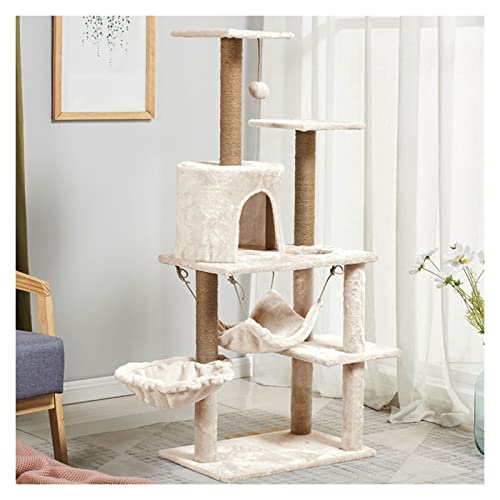 Kratzbaum-Turm, mehrstufig, für Kätzchen, mit Kratzbäumen und mit weichem Plüsch überzogen, für kleine Katzen, zum Spielen und Ausruhen von Kätzchen (beige) von OmEkwA