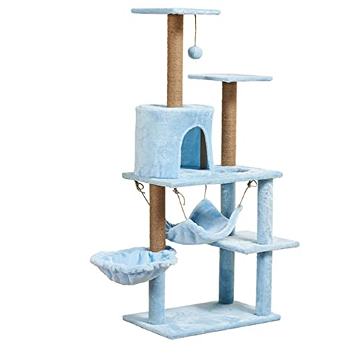 Kratzbaum-Turm, mehrstufig, für Kätzchen, mit Kratzbäumen und mit weichem Plüsch überzogen, für kleine Katzen, zum Spielen und Ausruhen von Kätzchen (blau) von OmEkwA