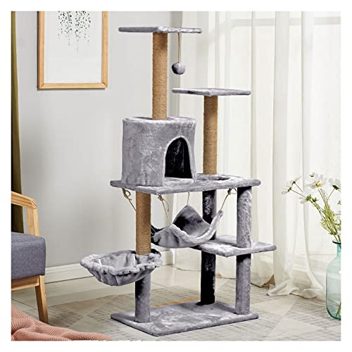 Kratzbaum-Turm, mehrstufig, für Kätzchen, mit Kratzbäumen und mit weichem Plüsch überzogen, für kleine Katzen, zum Spielen und Ausruhen von Kätzchen (grau) von OmEkwA