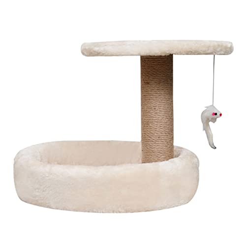 Kratzbaum für Katzen, Kätzchenkratzer, Sisal-Kratzbäume, Bäume mit hängender Ballspielablage (Beige) von OmEkwA