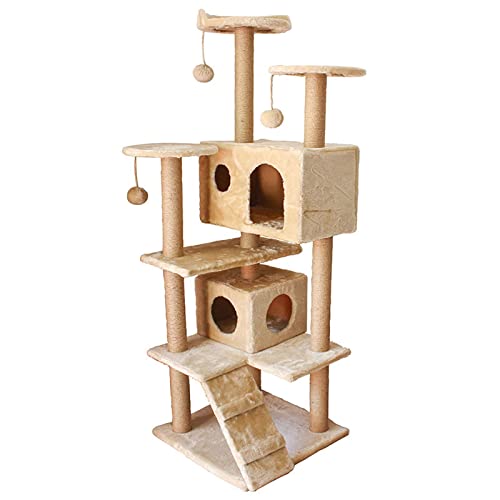 Mehrstöckiger Kratzbaumturm für Kätzchen mit Kratzbäumen, baumelnden Bällen und bedeckt mit weichem Plüsch für kleine Katzen und Kätzchen von OmEkwA
