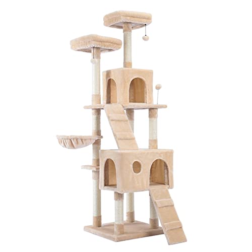Mehrstufiger Kratzbaum für Katzen mit gemütlichen Sitzstangen, Stabiler Katzenkletterrahmen, Katzenkratzbrettspielzeug (A, Einheitsgröße) von OmEkwA
