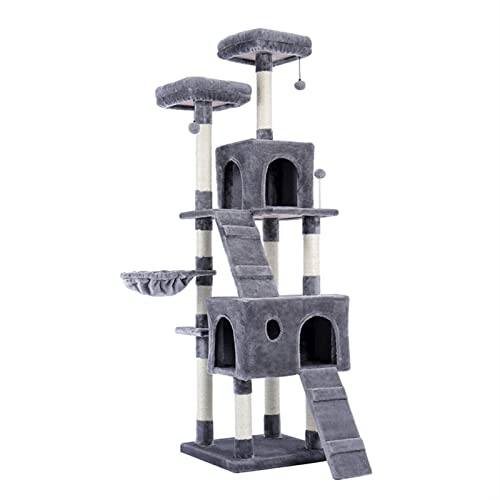 Mehrstufiger Kratzbaum für Katzen mit gemütlichen Sitzstangen, Stabiler Katzenkletterrahmen, Katzenkratzbrettspielzeug (D, Einheitsgröße) von OmEkwA