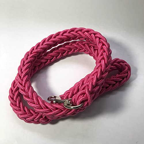 Trainingsleine aus Nylon, für große Hunde, strapazierfähig, geflochtenes weiches Nylon, starkes Seil, Hundegriff mit Schnalle, P-Kette für mittelgroße und große Haustiere (XL, Rosa) von Omana