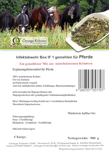 „Infektabwehr“ Mischung IF1 gemahlen für Pferde (300g) von Omega Kräuter