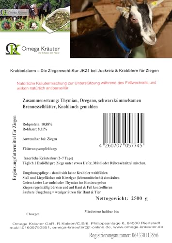 Krabbelalarm – Die Ziegenwohl-Kur JKZ1 bei Juckreiz & Krabblern für Ziegen (1000g) von Omega Kräuter