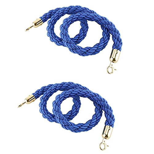 OmepS Blaue Stütze aus Hanfseil für Kirchenbänke, Thekensicherheits-Trennseile zur Massenkontrolle, Party/Kino/Eingang (Farbe: Silberner Haken, Größe: 1 m/3,2 Fuß) (Goldener Haken 4,5 m/14,7 Fuß) von OmepS