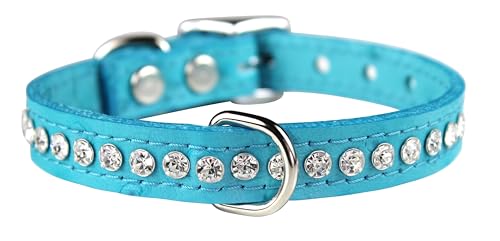 OminPet Signature Hundehalsband aus Leder mit Kristallen, Straußenmaserung, 35,6 cm, Türkis OminPet Signature Hundehalsband aus Leder mit Kristallen, Straußenmaserung, 35,6 cm, Türkis von OmniPet