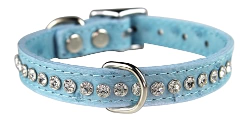 OminPet Signature Hundehalsband aus Leder mit Kristallen, Straußenmaserung, 40,6 cm, Babyblau OminPet Signature Hundehalsband aus Leder mit Kristallen, Straußenmaserung, 40,6 cm, Babyblau von OmniPet