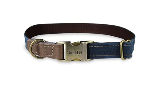 OmniPet Hundehalsband aus gewachstem Segeltuch, 1,9 cm breit, verstellbar 35,6 cm – 50,8 cm, robuster Nylonkern mit Messingbeschlägen, Blau OmniPet Hundehalsband aus gewachstem Segeltuch, 1,9 cm breit, verstellbar 35,6 cm – 50,8 cm, robuster Nylonkern mit Messingbeschlägen, Blau von OmniPet