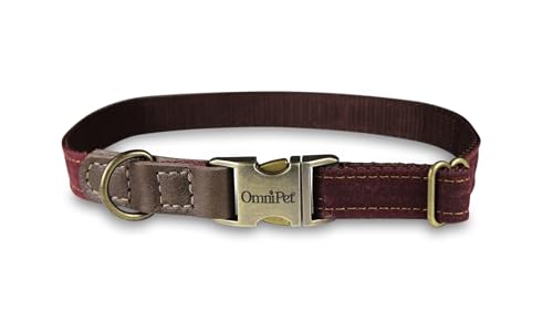 OmniPet Hundehalsband aus gewachstem Segeltuch, 1,9 cm breit, verstellbar 35,6 cm – 50,8 cm, robuster Nylonkern mit Messingbeschlägen, Burgunderrot OmniPet Hundehalsband aus gewachstem Segeltuch, 1,9 cm breit, verstellbar 35,6 cm – 50,8 cm, robuster Nylonkern mit Messingbeschlägen, Burgunderrot von OmniPet
