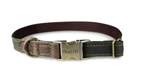 OmniPet Hundehalsband aus gewachstem Segeltuch, 1,9 cm breit, verstellbar 35,6 cm – 50,8 cm, robuster Nylonkern mit Messingbeschlägen, Grün OmniPet Hundehalsband aus gewachstem Segeltuch, 1,9 cm breit, verstellbar 35,6 cm – 50,8 cm, robuster Nylonkern mit Messingbeschlägen, Grün von OmniPet