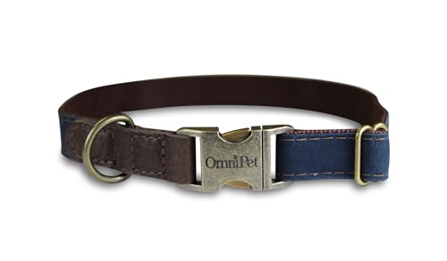 OmniPet Hundehalsband aus gewachstem Segeltuch, 2,5 cm breit, verstellbar 45,7 cm – 66 cm, robuster Nylonkern mit Messingschnalle, Blau OmniPet Hundehalsband aus gewachstem Segeltuch, 2,5 cm breit, verstellbar 45,7 cm – 66 cm, robuster Nylonkern mit Messingschnalle, Blau von OmniPet