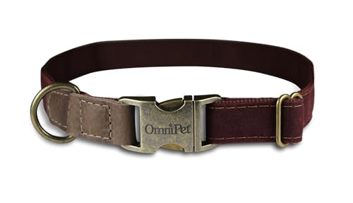 OmniPet Hundehalsband aus gewachstem Segeltuch, 2,5 cm breit, verstellbar 45,7 cm – 66 cm, robuster Nylonkern mit Messingschnalle, Burgunderrot OmniPet Hundehalsband aus gewachstem Segeltuch, 2,5 cm breit, verstellbar 45,7 cm – 66 cm, robuster Nylonkern mit Messingschnalle, Burgunderrot von OmniPet