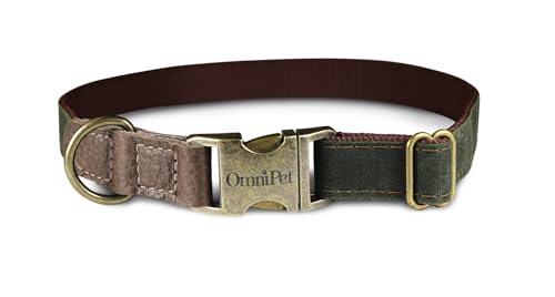 OmniPet Hundehalsband aus gewachstem Segeltuch, 2,5 cm breit, verstellbar 45,7 cm – 66 cm, robuster Nylonkern mit Messingschnalle, Grün OmniPet Hundehalsband aus gewachstem Segeltuch, 2,5 cm breit, verstellbar 45,7 cm – 66 cm, robuster Nylonkern mit Messingschnalle, Grün von OmniPet