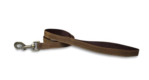 OmniPet Hundeleine aus gewachstem Segeltuch, Braun, 1,9 cm breit x 1,2 m lang, zweilagig mit Messing-Karabinerhaken von OmniPet