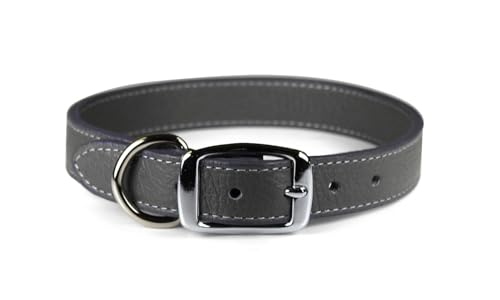 OmniPet Luxe Premium-Leder-Hundehalsband, Grau, 2,5 cm breit, ultraweich und verstellbar, passend für Halsumfang von 39,4 - 48,3 cm, Gesamtlänge 55,9 cm OmniPet Luxe Premium-Leder-Hundehalsband, Grau, 2,5 cm breit, ultraweich und verstellbar, passend für Halsumfang von 39,4 - 48,3 cm, Gesamtlänge 55,9 cm von OmniPet