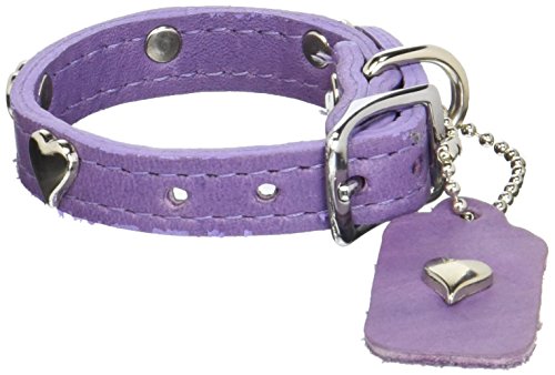 OmniPet Signature Leather Dog Collar with Heart Ornaments, Lavender, 10" von OmniPet