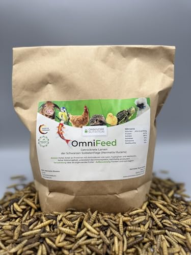 Premium Futter für Wildvögel - Meisen, Rotkehlchen, Amseln &Spechte – Soldatenfliegenlarven – Mehr Calcium als Mehlwürmer, 3 Liter (500 g) von Omnivore Nutrition