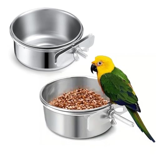 Ompinda Futternapf für Papageien, 2 Stück, Edelstahl, Haustierkäfig, zum Aufhängen, Futter-/Wassernapf mit auslaufsicherer Klemme für Papageien, Nymphensittiche, Sittiche, Kleintiere Ompinda Futternapf für Papageien, 2 Stück, Edelstahl, Haustierkäfig, zum Aufhängen, Futter-/Wassernapf mit auslaufsicherer Klemme für Papageien, Nymphensittiche, Sittiche, Kleintiere von Ompinda