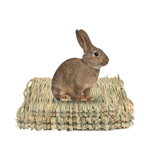 Ompinda Heumatte für Kaninchen, 3 Stück, natürliches Stroh, gewebt, atmungsaktiv und bequem, für Kaninchen, Meerschweinchen, Hamster und andere kleine Haustiere (28 x 38 cm) von Ompinda