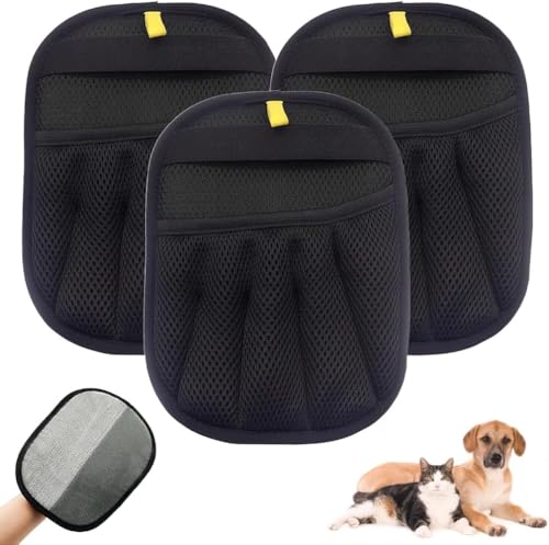 Tierhaarentferner-Handschuhe, 2025 Upgrade, wiederverwendbare Tierhaarentferner-Handschuhe für Hund und Katze, Haustierpflege-Handschuh (3 Stück) von Omuotaut