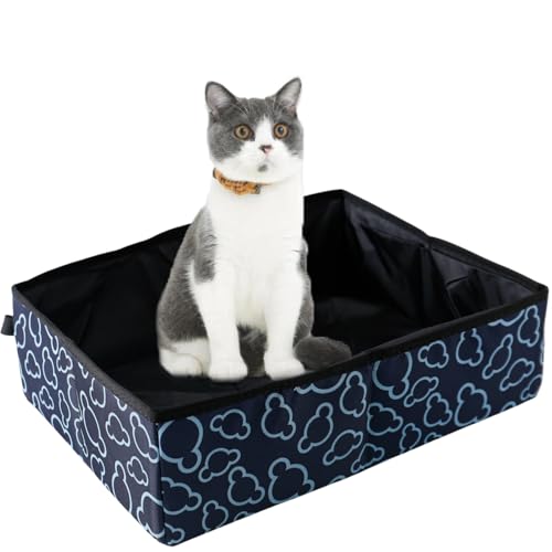 Faltbares Katzenklo, Reise Katzenklo Faltbar Tragbare Katzentoilette Faltbare für Reisen, Wasserdicht, Einfach zu Säubern Katzenklo für Haustiere Freien Reisen, Camping, Heimgebrauch, Dunkelblau Faltbares Katzenklo, Reise Katzenklo Faltbar Tragbare Katzentoilette Faltbare für Reisen, Wasserdicht, Einfach zu Säubern Katzenklo für Haustiere Freien Reisen, Camping, Heimgebrauch, Dunkelblau von Omxyinma