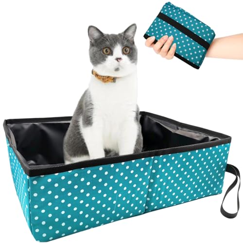Katzentoilette Reise Faltbar, Tragbare Katzenklo Reise für Kitten, Wasserdicht, Einfach zu Säubern, Nützlich Katzentoilette für Haustiere Reisen Freien, Camping, Heimgebrauch, Hellblau, 48x39x14 cm Katzentoilette Reise Faltbar, Tragbare Katzenklo Reise für Kitten, Wasserdicht, Einfach zu Säubern, Nützlich Katzentoilette für Haustiere Reisen Freien, Camping, Heimgebrauch, Hellblau, 48x39x14 cm von Omxyinma