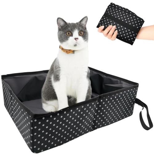 Katzentoilette Reise Faltbar, Tragbare Katzenklo Reise für Kitten, Wasserdicht, Einfach zu Säubern, Nützlich Katzentoilette für Haustiere Reisen Freien, Camping, Heimgebrauch, Schwarz, 48x39x14 cm Katzentoilette Reise Faltbar, Tragbare Katzenklo Reise für Kitten, Wasserdicht, Einfach zu Säubern, Nützlich Katzentoilette für Haustiere Reisen Freien, Camping, Heimgebrauch, Schwarz, 48x39x14 cm von Omxyinma