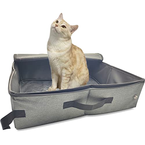 Katzentoilette Reise Faltbares Katzenklo mit Deckel, 47*36cm XXL Größere Reise Katzenklo Tragbare für Kitten, Wasserdicht, Verstärkung, Praktisch Katzentoilette für Freien, Camping, Haus, Auto, Grau Katzentoilette Reise Faltbares Katzenklo mit Deckel, 47*36cm XXL Größere Reise Katzenklo Tragbare für Kitten, Wasserdicht, Verstärkung, Praktisch Katzentoilette für Freien, Camping, Haus, Auto, Grau von Omxyinma