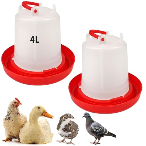 2 Pack 4L Huhn Waterer Feeder - Große Kapazität Geflügeltränke Set für Küken, Enten, Truthahn | Kunststoff Wasserspender Behälter für Stall 2 Pack 4L Huhn Waterer Feeder - Große Kapazität Geflügeltränke Set für Küken, Enten, Truthahn | Kunststoff Wasserspender Behälter für Stall von Oncpcare