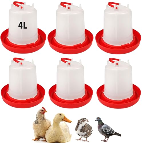 6 Pack 4L Hühnerwasser für Brut - Geflügeltränke | Wasserspender für Küken, Enten, Wachteln, Tauben und Hinterhofstall von Oncpcare