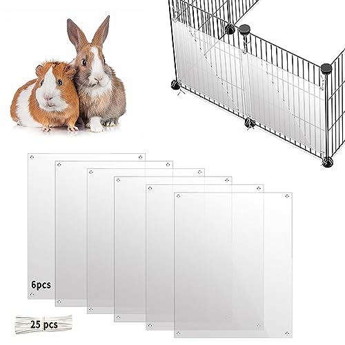 6 Stück Haustierkäfig-Einlage, 25,4 x 20,3 cm, Urin-Schutz, Seitenfutter, transparentes Blatt, Kaninchen, Meerschweinchen, Seitenfutter mit Löchern für Igel, Hamster, Häschen und andere Kleintiere von Oncpcare