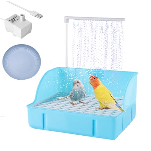 Automatische Vogeltränke Dusche mit Pumpe, Wasserfall Papageien Vogeltränke Schüssel - USB Elektrische Vogelbadewanne - Perfekt für Papageien/Sittich/Kakadu/Nymphensittich/Lovebird/Wellensittich für von Oncpcare
