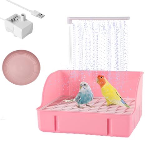 Automatische Vogeltränke Dusche mit Pumpe, Wasserfall Papageien Vogeltränke Schüssel - USB Elektrische Vogelbadewanne - Perfekt für Papageien/Sittich/Kakadu/Nymphensittich/Lovebird/Wellensittich für von Oncpcare