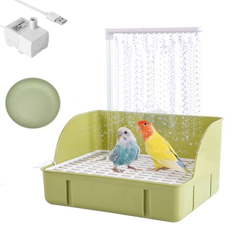 Automatische Vogeltränke Dusche mit Pumpe, Wasserfall Papageien Vogeltränke Schüssel - USB Elektrische Vogelbadewanne - Perfekt für Papageien/Sittich/Kakadu/Nymphensittich/Lovebird/Wellensittich für von Oncpcare